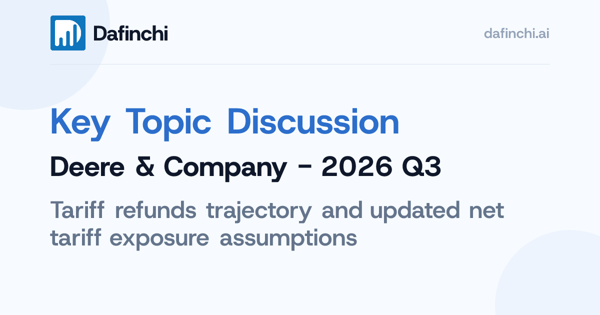 Deere & Company: Tariff refunds trajectory. - Dafinchi AI