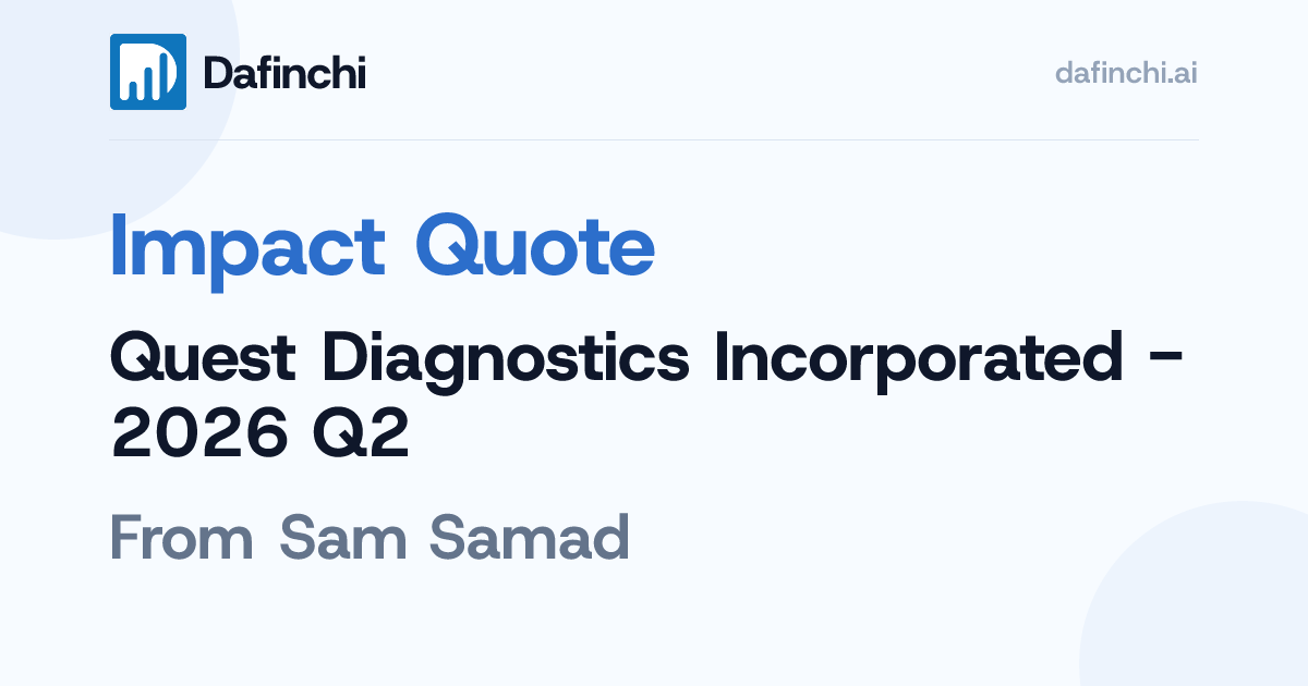 Quest Diagnostics Incorporated Earnings... - Dafinchi AI