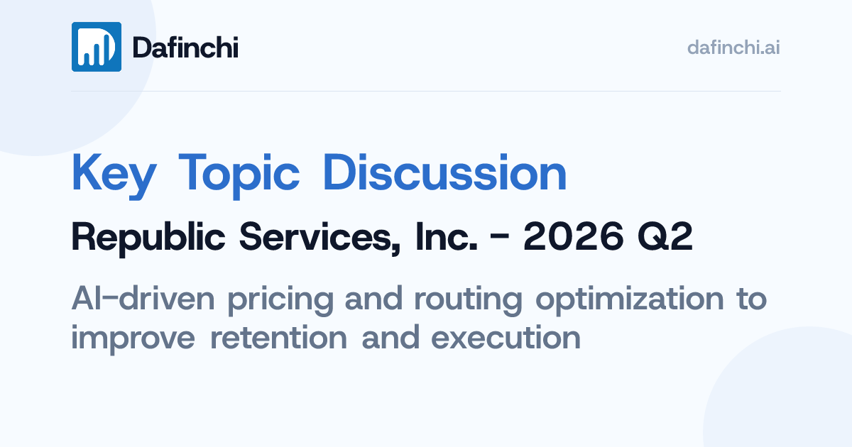 Republic Services, Inc.: AI-driven pricing. - Dafinchi AI